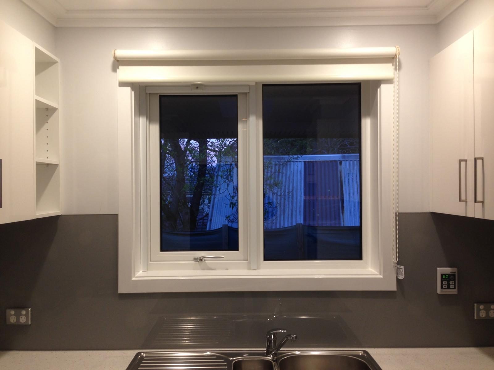 Awning window above a kitchen splashback