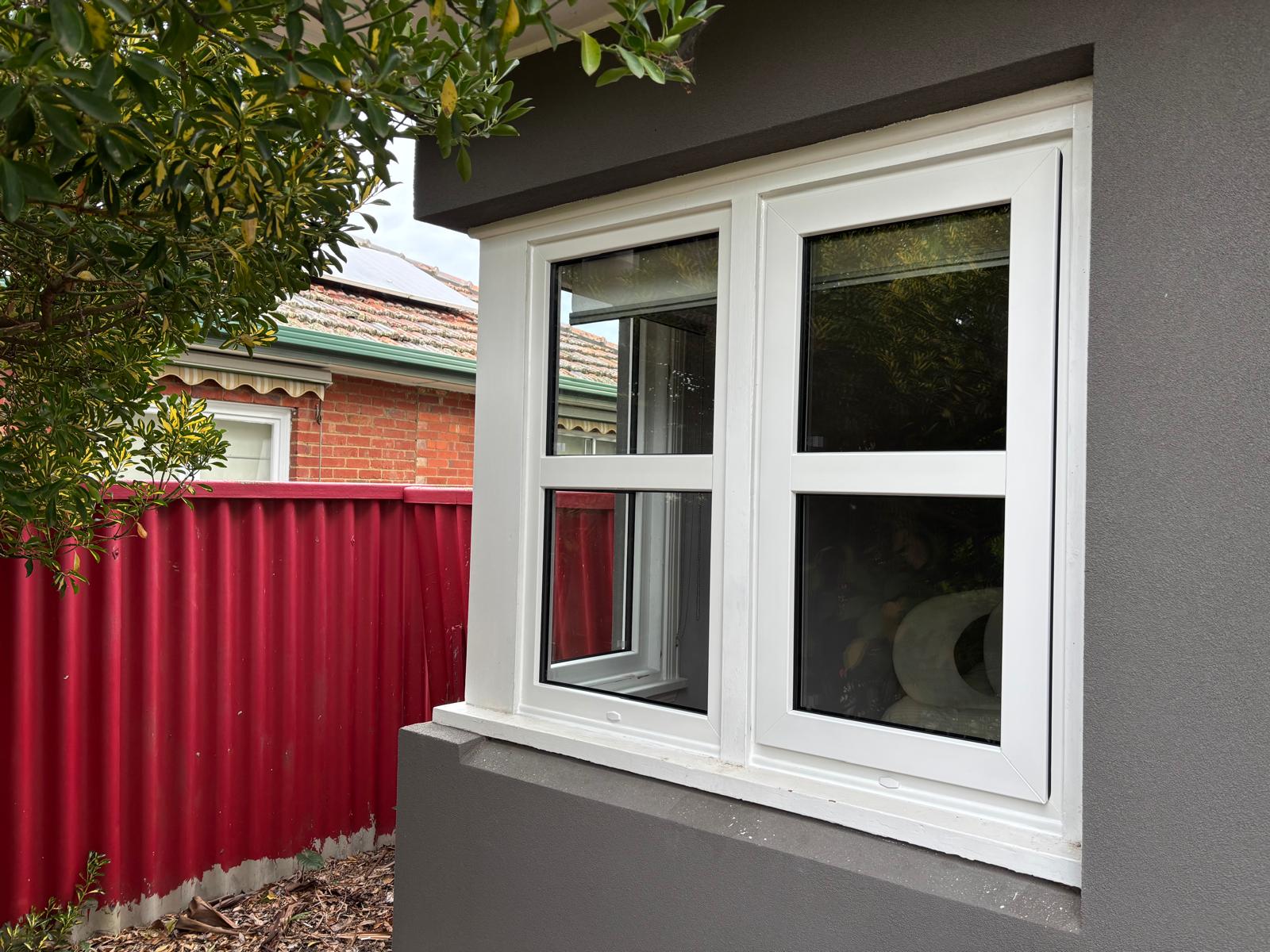 Oakleigh white-framed window after replacement