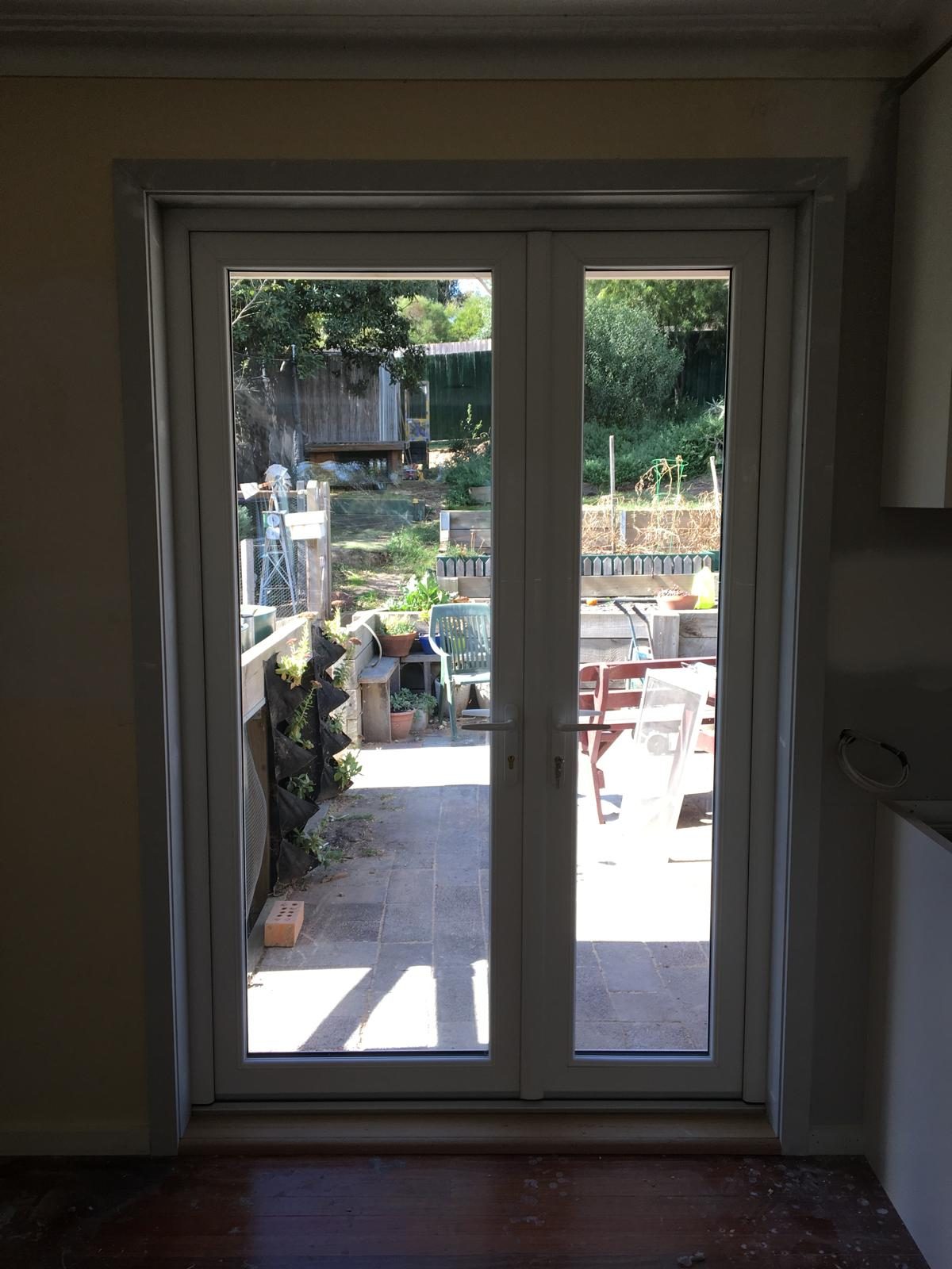 White uPVC French doors from inside