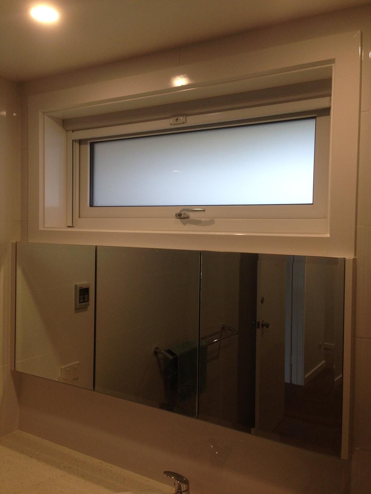 Slimline awning window with obscure glazing