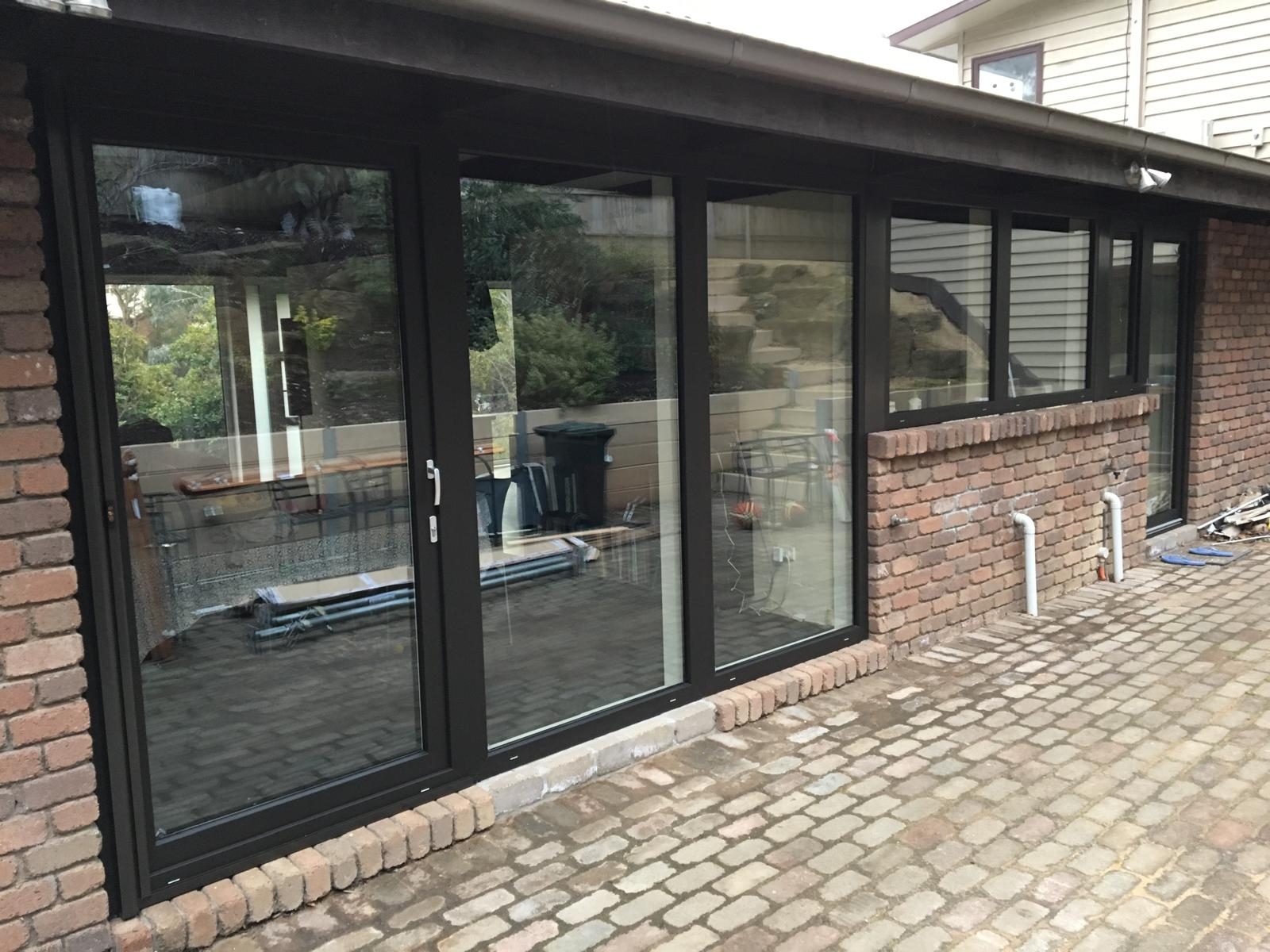 Kitchen window run with double glazed uPVC sashes