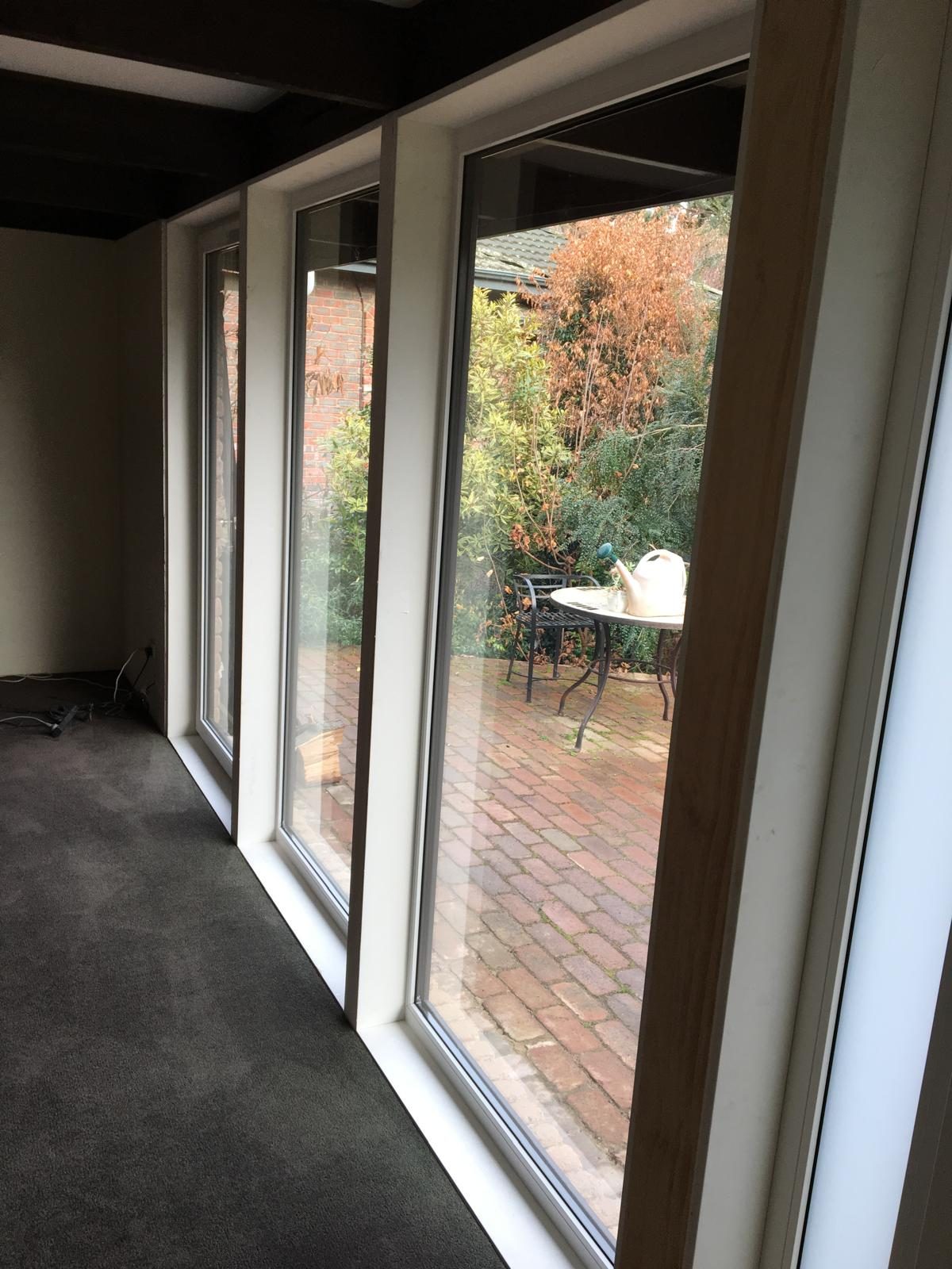 Sliding door viewed from a finished interior