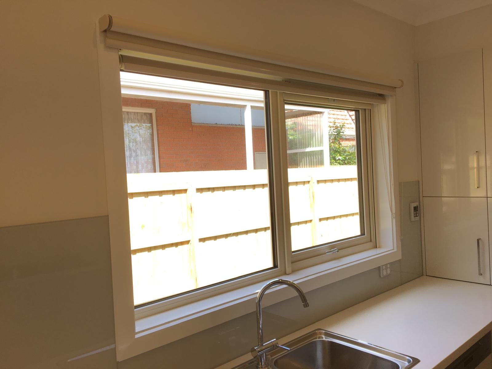 Double glazed slider above a kitchen bench